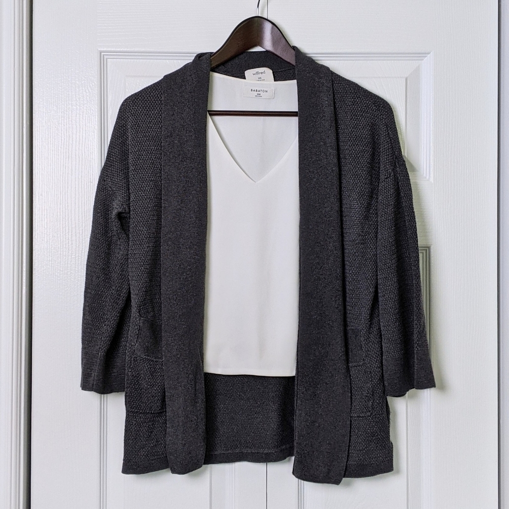 Aritzia Dark Grey Woven Cardigan